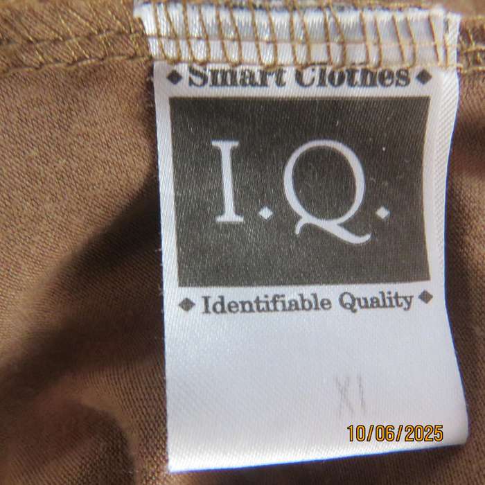 IQ smart bodycon tan colour stretch viscose-cotton dress size 38. Capped sleeves
