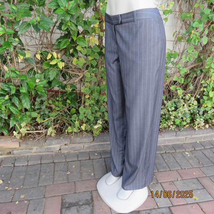 WOOLWORTHS Perfect size 38 elegant dress anchor grey pants-thin light stripes.