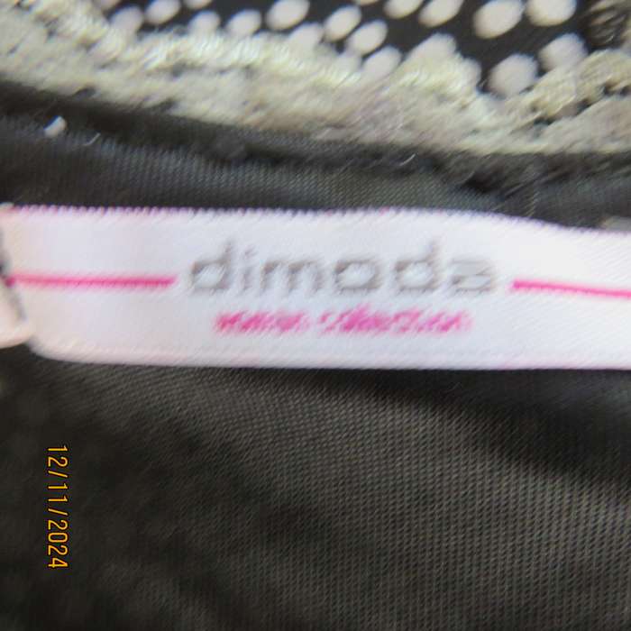 DIMODA Italy sheer black-tiny cream spots sleeveless top Two crossovers at back.Nylon lining.Size 34