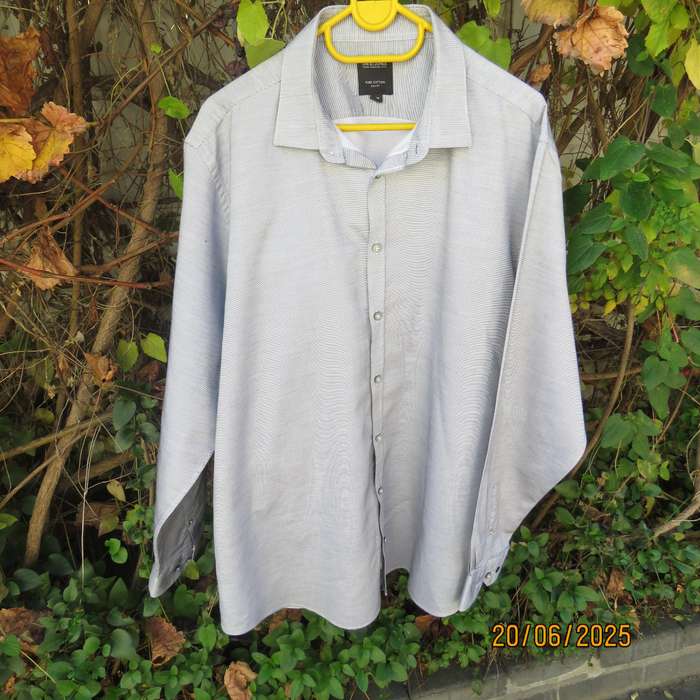 DAVID JONES classic pure cotton men's long sleeve shirt. Size Large. As new