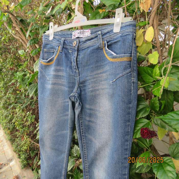 RUBY Xoxo blue denim skinny stretch polycotton jeans for girl 13 to 14yr old.