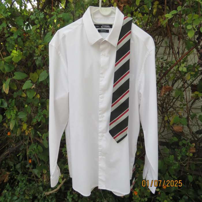 CIGNAL handsome white long sleeve regular fit men's shirt. Size XL.