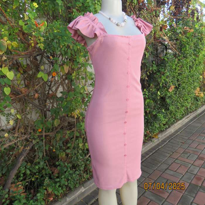 LEGIT ribbed polyester stretch ballerina pink bodycon dress size 34.