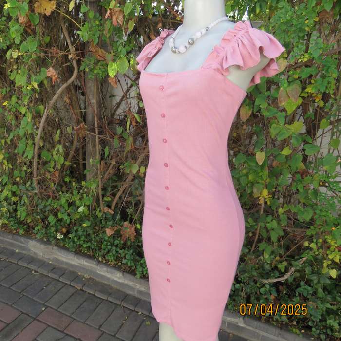 LEGIT ribbed polyester stretch ballerina pink bodycon dress size 34.