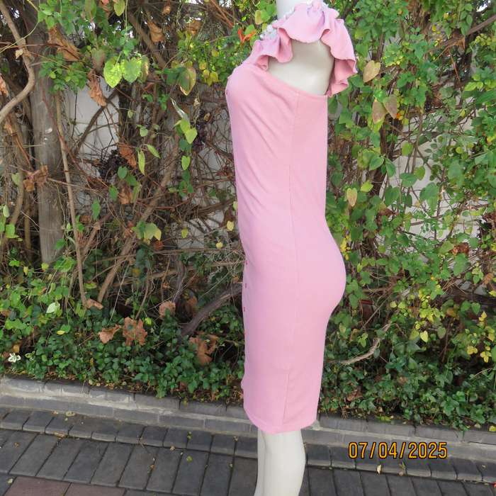 LEGIT ribbed polyester stretch ballerina pink bodycon dress size 34.