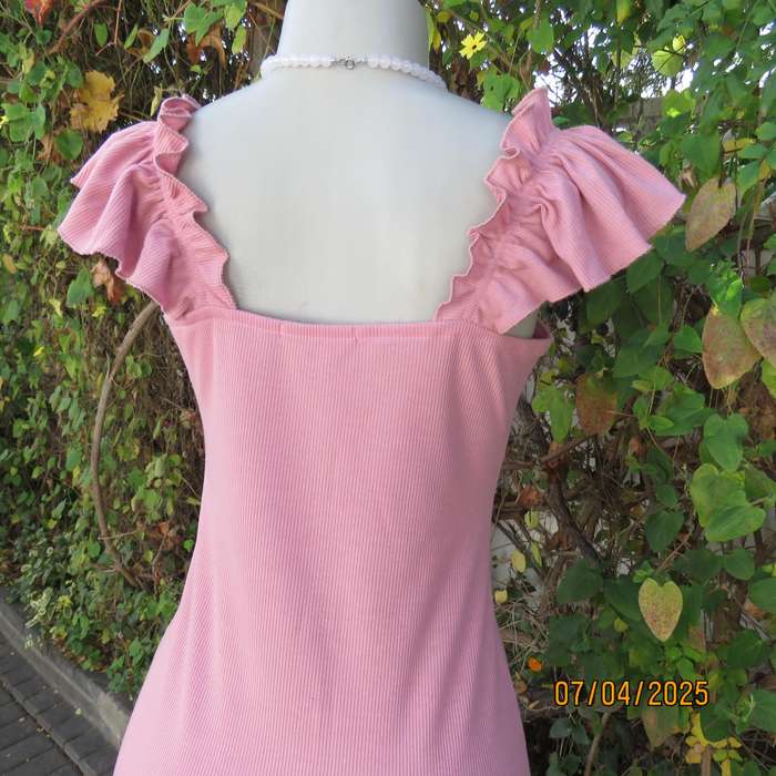 LEGIT ribbed polyester stretch ballerina pink bodycon dress size 34.