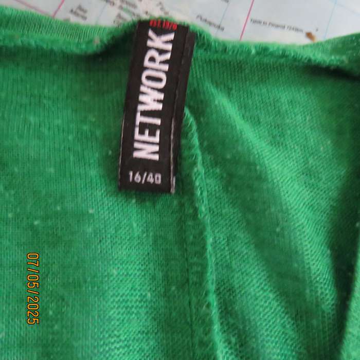 Green capped sleeve textured stretch polyester top