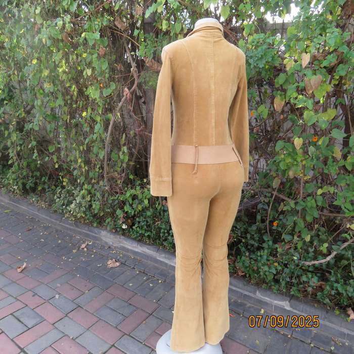 LUCY'S tan stretch corduroy jumpsuit size 32. Zip-up front. Bell bottom legs.