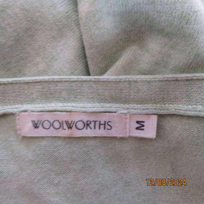 Soft mint green cotton/polyamide stretch knitted size 34 top by PURE. V front.Button decor. As new