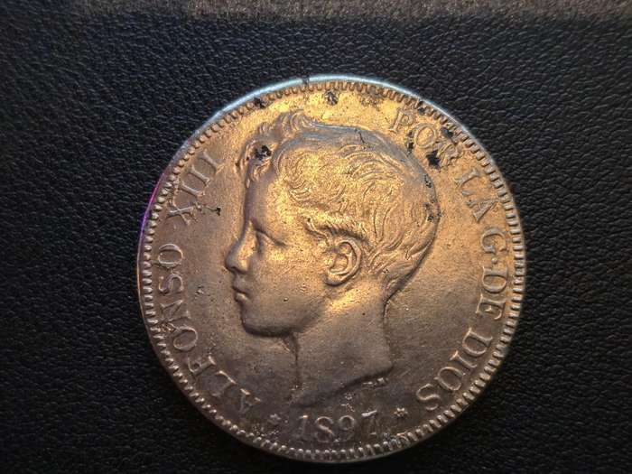 Replica 1897 Spain 5 Pesetas - Alfonso XIII 3rd portrait