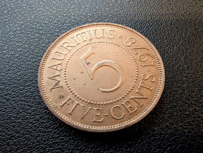 1978 Mauritius 5 Cents - Elizabeth II 1st portrait