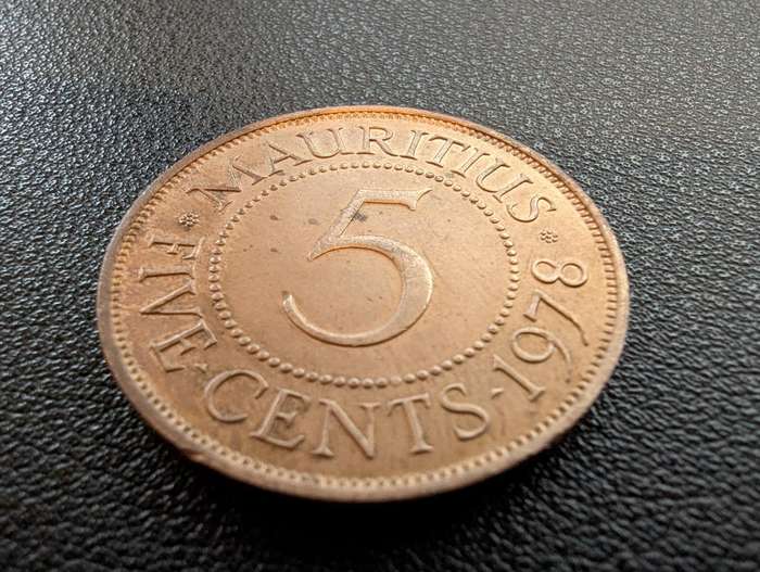 1978 Mauritius 5 Cents - Elizabeth II 1st portrait