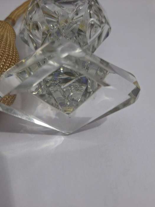 Large vintage crystal perfume bottle with atomiser 14cm high