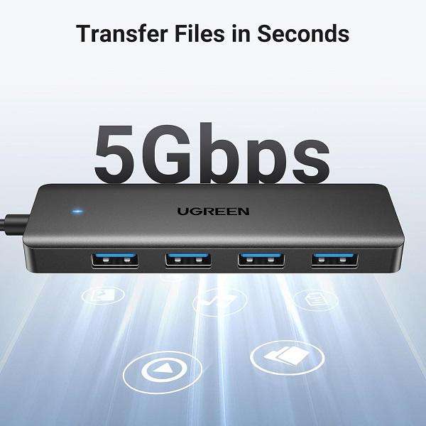 UGREEN 4-in-1 USB 3.0 Hub  High-Speed 5Gbps Data Transfer|UG 25851|Grey
