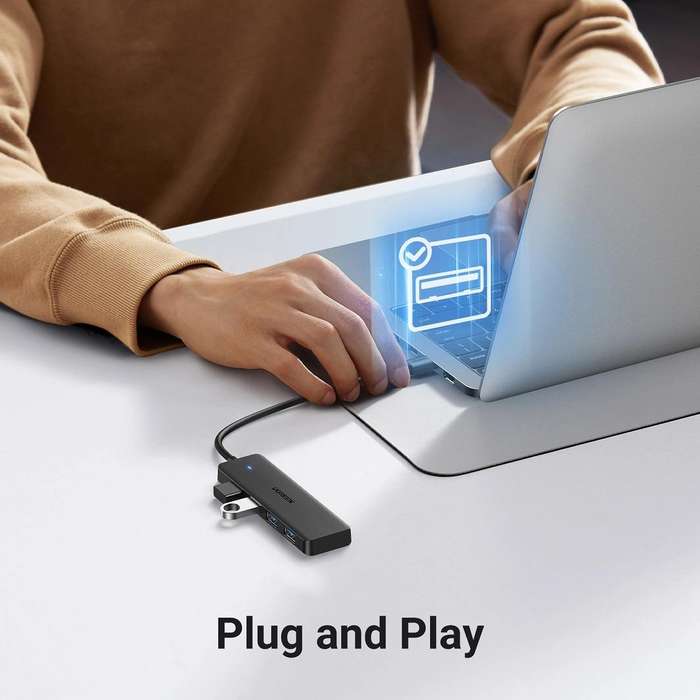 UGREEN 4-in-1 USB 3.0 Hub  High-Speed 5Gbps Data Transfer|UG 25851|Grey