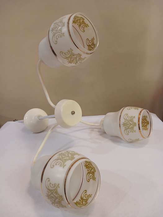 Vintage chandeliers X 2 White with Gold Motif 3 arm