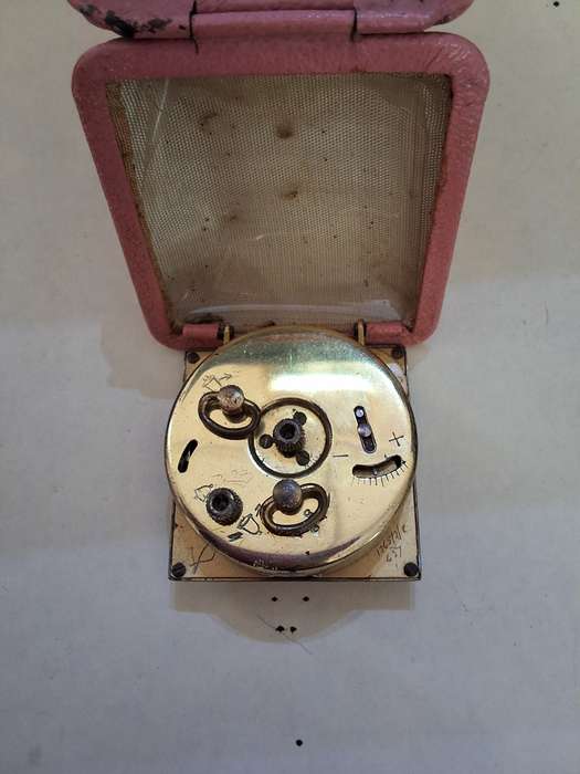 Antique Kaiser Germany 2 Rubis Pink Cased Travel Clock - Not Working