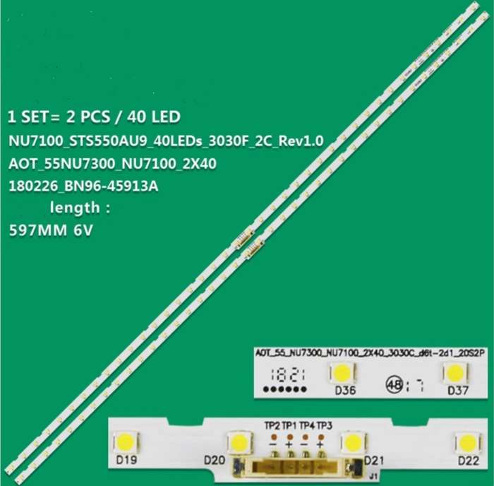 Samsung AOT_55_NU7300_NU7100 BN96-45913A LM41-00566A LED Television Backlights for 55 inch TV