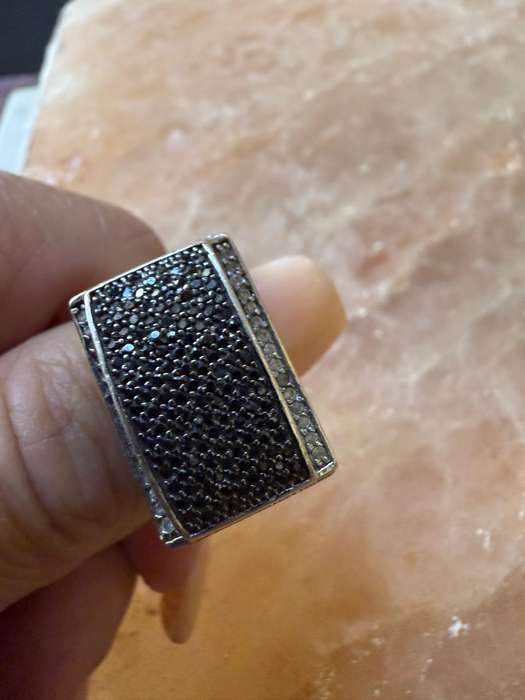 Sterling silver paved ring