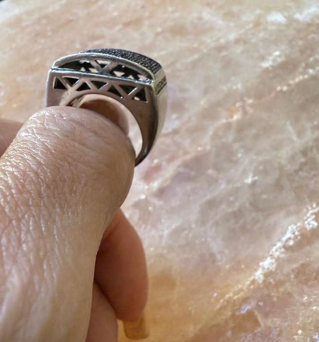 Sterling silver paved ring