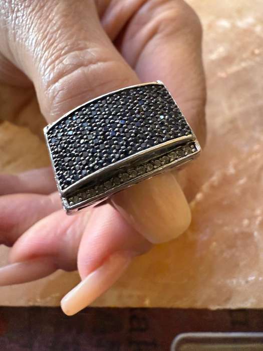 Sterling silver paved ring