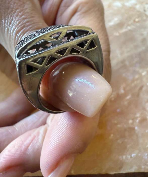 Sterling silver paved ring