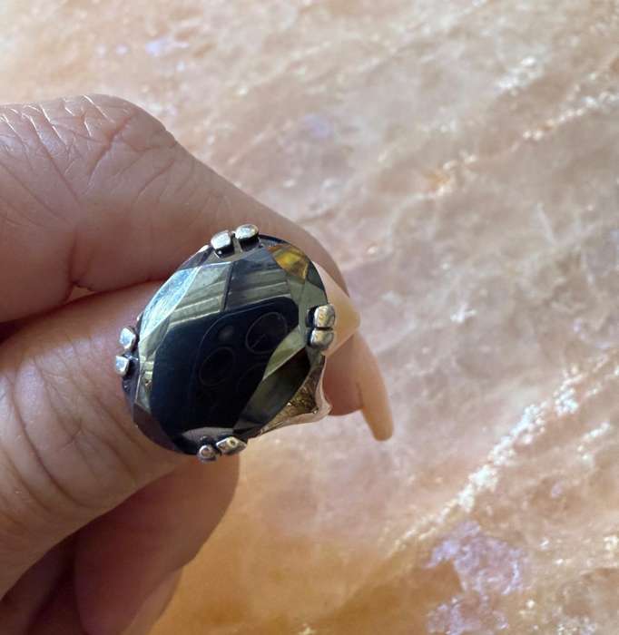 Sterling silver obsidian ring