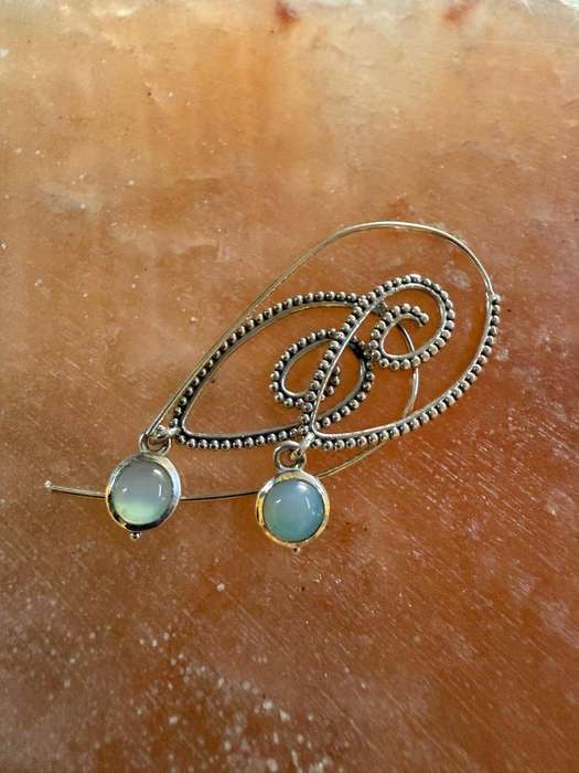 Sterling silver chalcedony spiral earrings