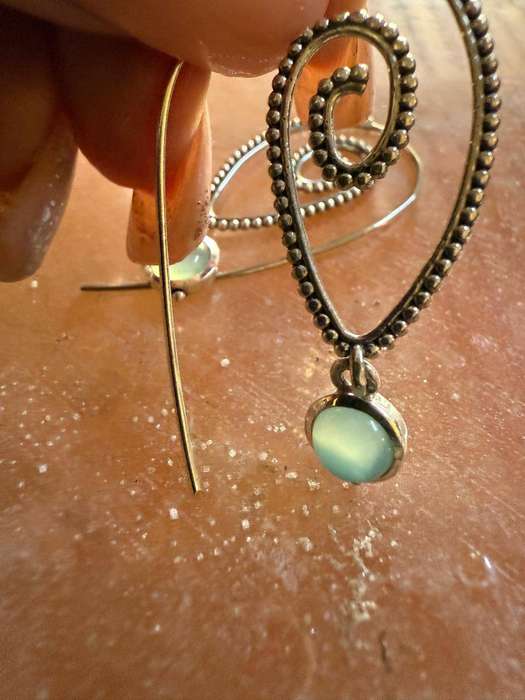 Sterling silver chalcedony spiral earrings