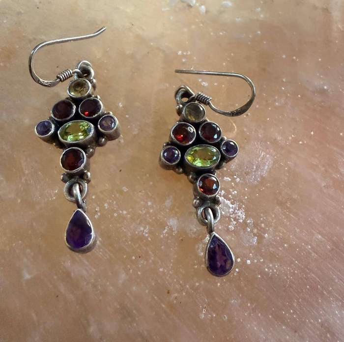 Sterling silver multi stone earrings