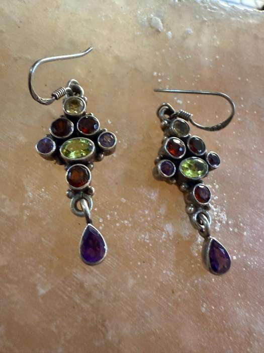 Sterling silver multi stone earrings