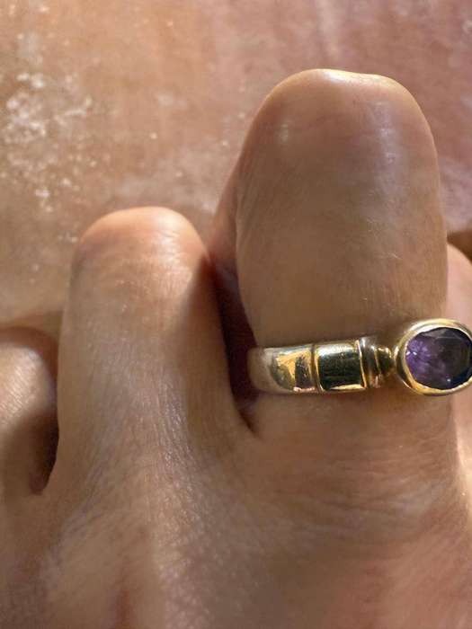 Sterling silver and gold Amethyst ring