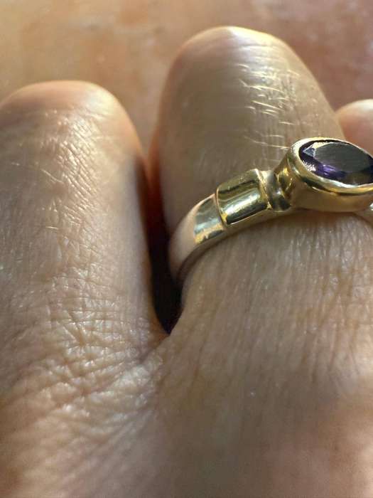Sterling silver and gold Amethyst ring