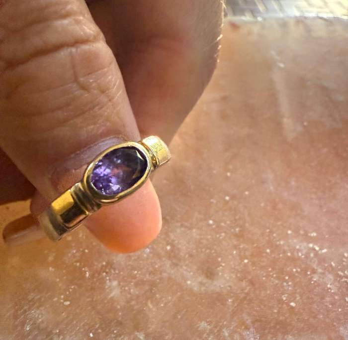 Sterling silver and gold Amethyst ring