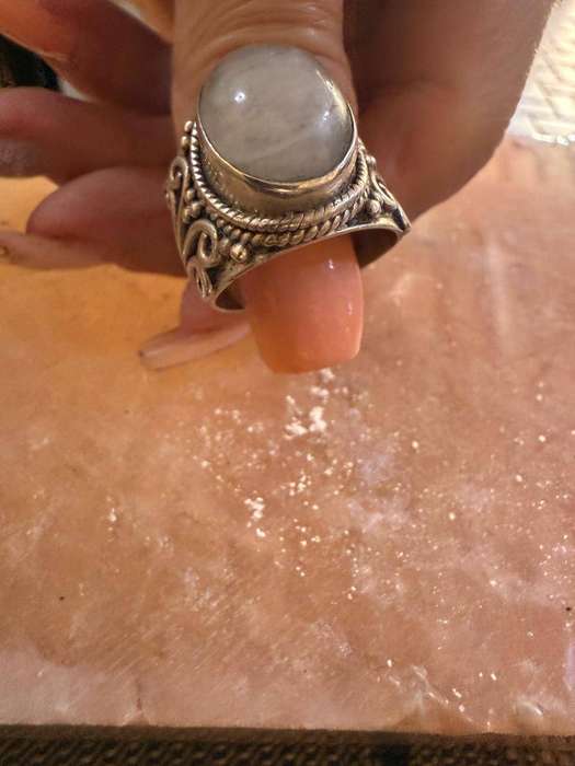 Sterling silver very big moonstone ring