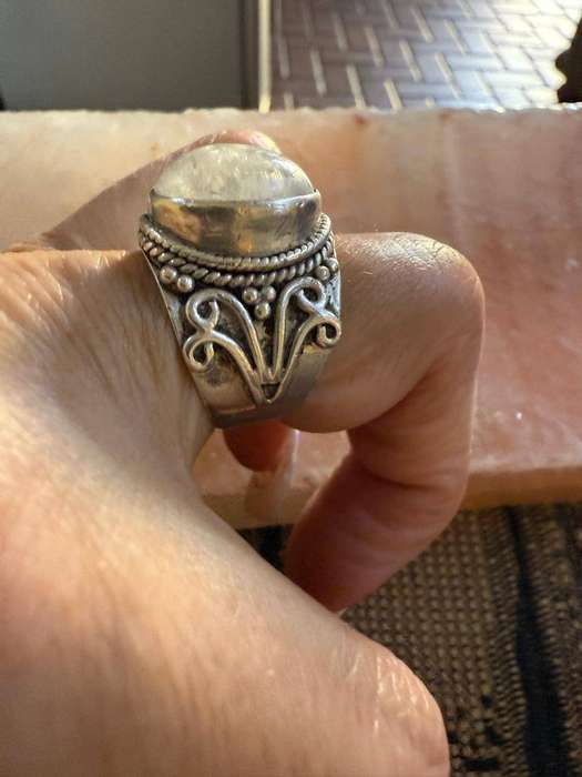 Sterling silver very big moonstone ring