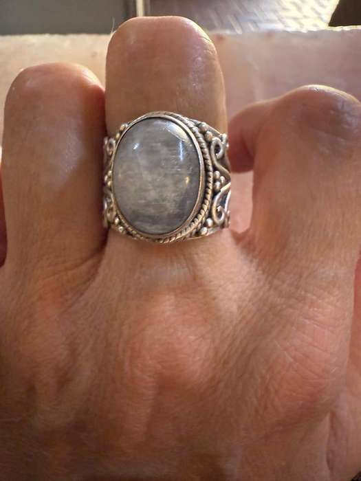 Sterling silver very big moonstone ring