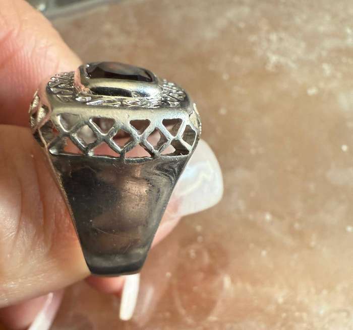 Sterling silver red stone ring