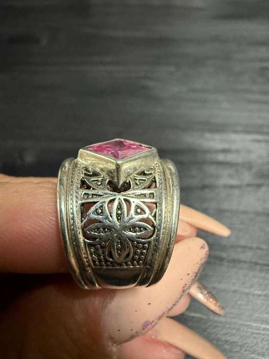 Sterling silver pink stone ring