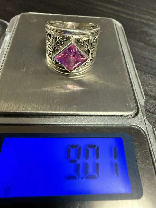 Sterling silver pink stone ring