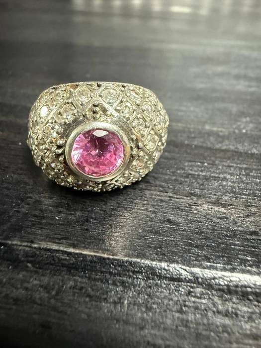 Sterling silver pink stone ring