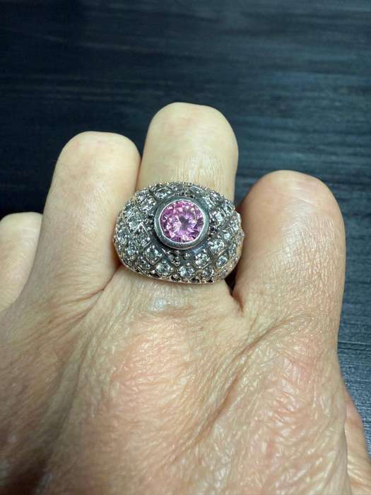 Sterling silver pink stone ring