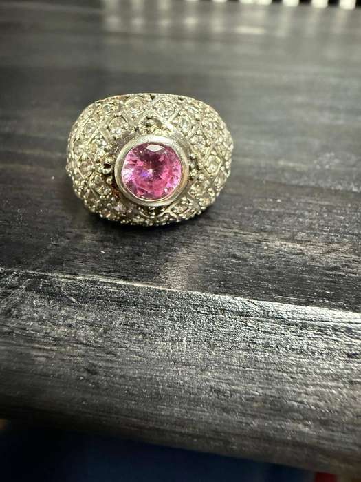 Sterling silver pink stone ring