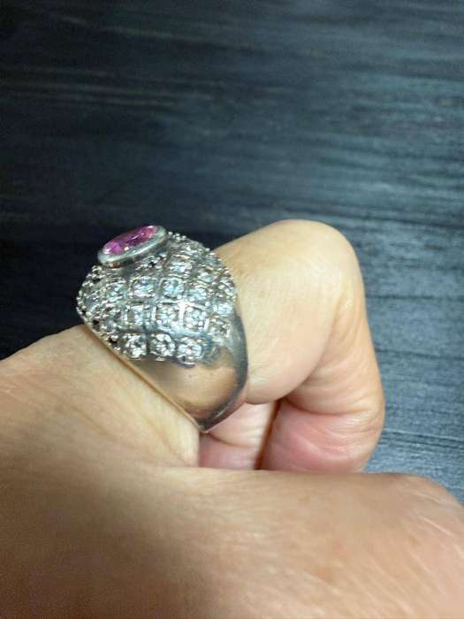 Sterling silver pink stone ring