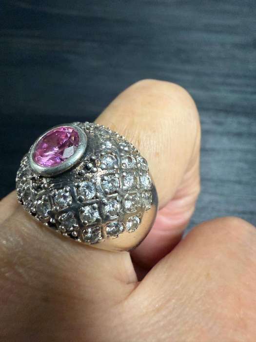 Sterling silver pink stone ring