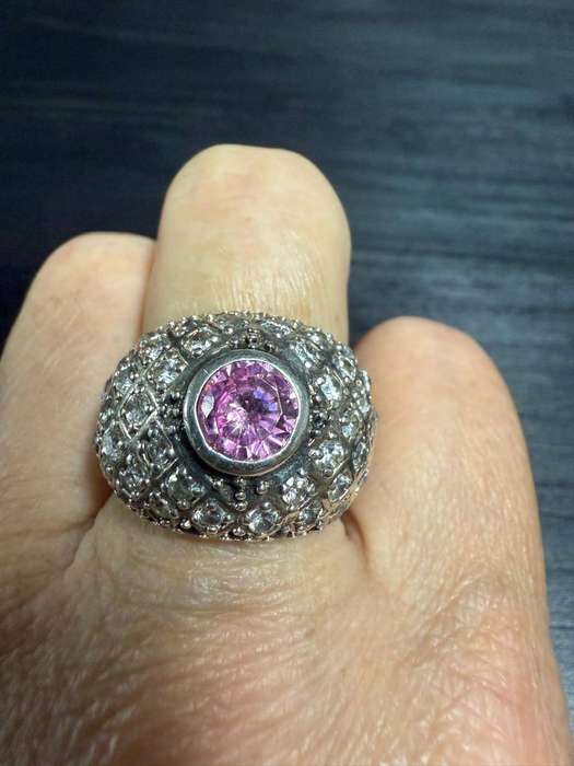 Sterling silver pink stone ring