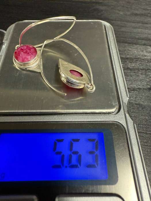 Sterling silver rough ruby stone earrings
