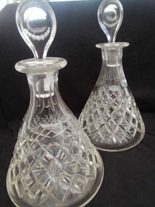 BEAUTIFUL PAIR OF WEBB CORBETT CUT GLASS DECANTERS