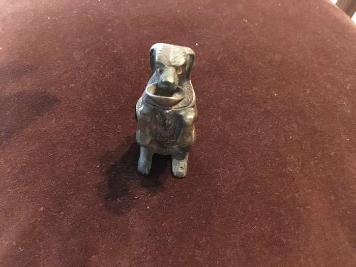 VICTORIAN SOLID BRASS FIGURAL MATCH HOLDER