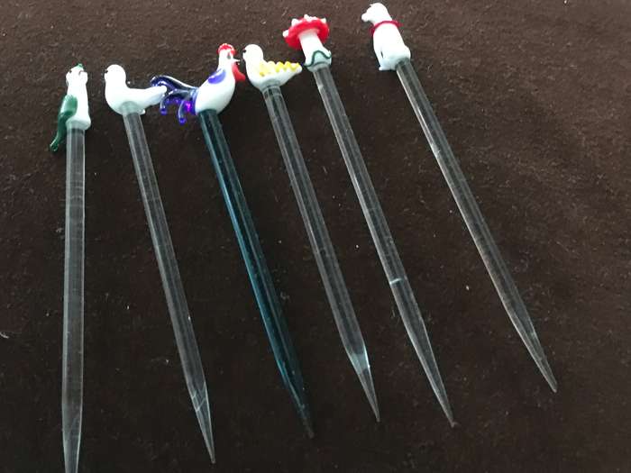 6 Marano glass Cocktail Swizzel Sticks